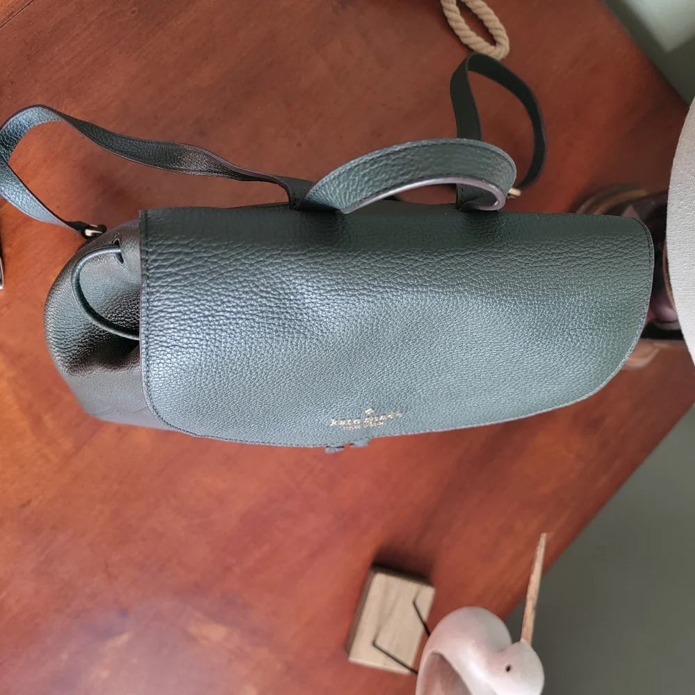 Kate Spade K4628 Leila Pebbled Leather Backpack Deep Evergreen Large Bag